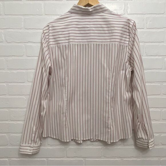 2/40$ JONESNewYork button down shirt non iron stretch striped white red black 16 - Picture 3 of 16